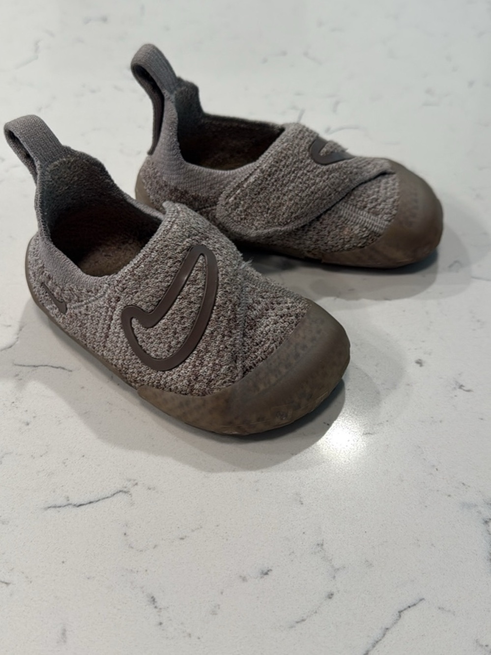 Nike Kids Brown and Gray Knit Slip-On Sneakers